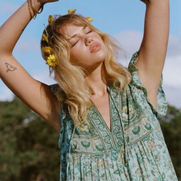 Spell and the gypsy collective folk song house dress sage size small - Picture 4 of 11